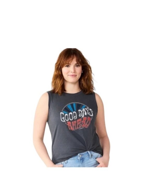 Sonoma Tops - Sonoma Good Days Ahead Tank Top Gray Size XL Festival Hippie Boho Summer Coastal